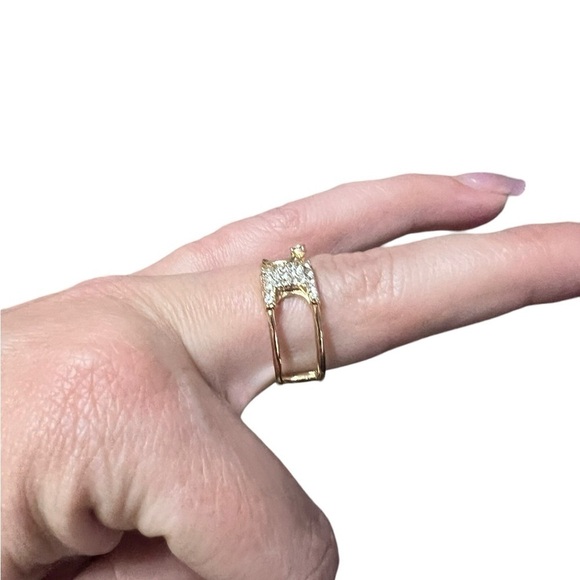 Gold Plated Double Belt Buckle Women’s Ring- Size 9 - Picture 8 of 8